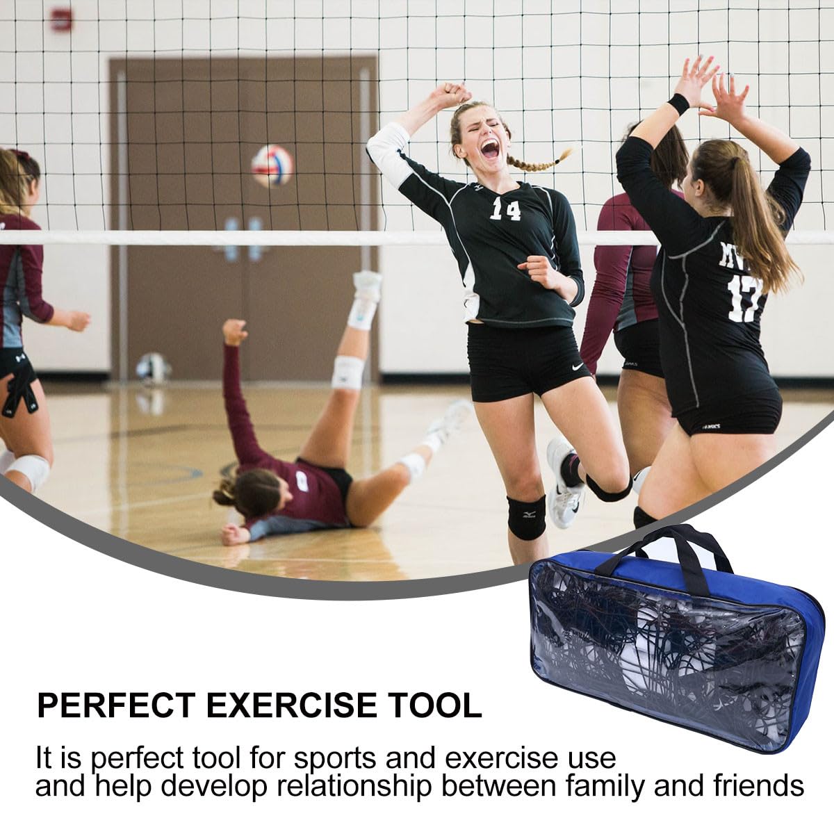 Healeved Filet de Beach-Volley Professionnel résistant aux intempéries, Filet de Volley-Ball Standard pour entraînement et compétition, Portable et léger pour Sports de Plein air