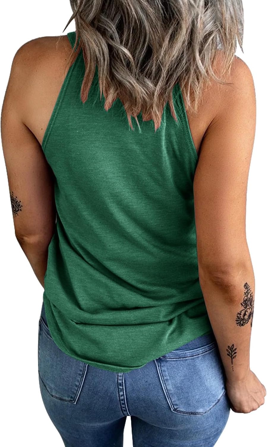 KINLONSAIR Women's Summer Sleeveless Halter Tee Shirts Crew Neck Workout Tank Tops Casual Plain Cami Shirts - Image 4