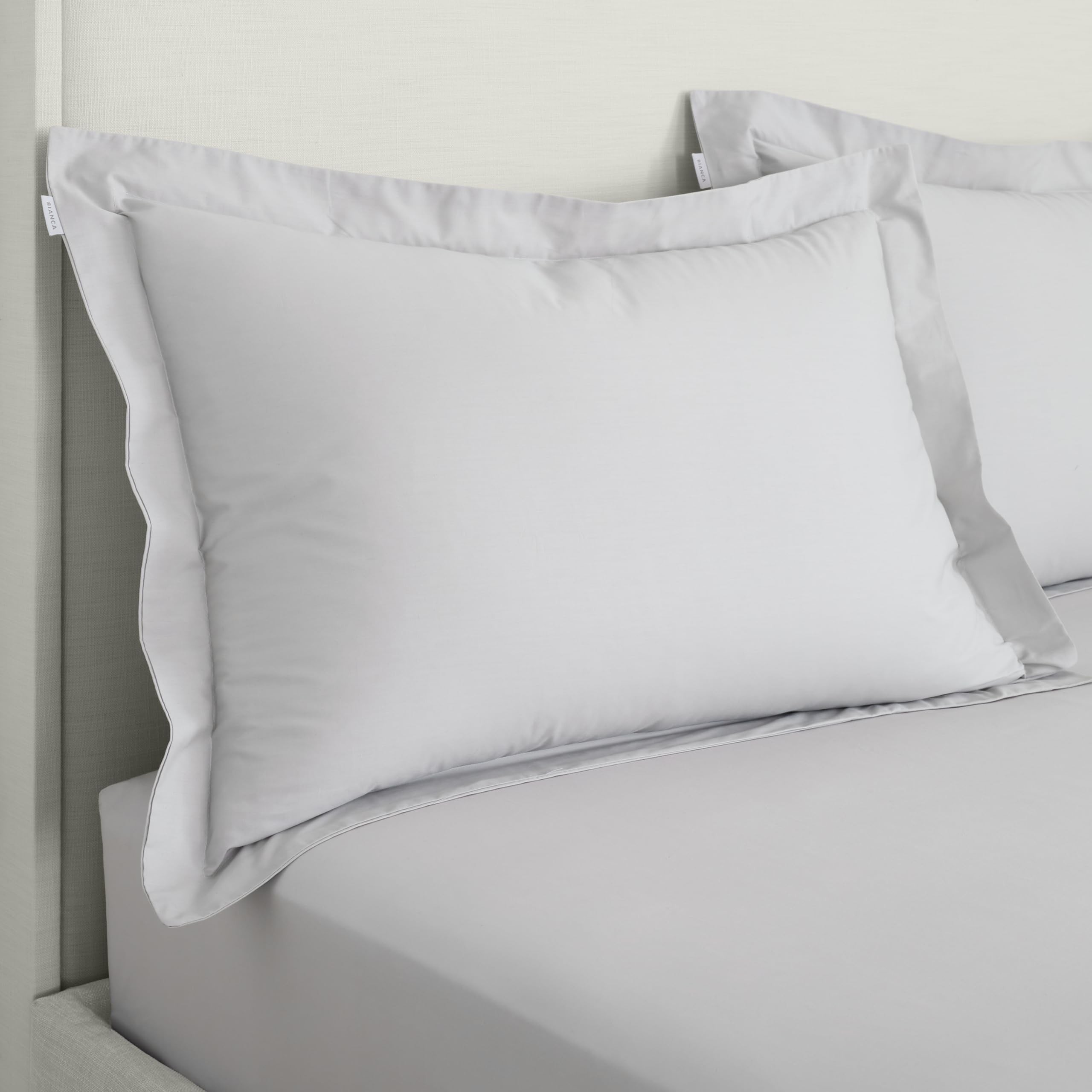 Julian Charles Grey Bianca 200Tc 100% Cotton Percale Oxford Pillowcase Pair - One Size