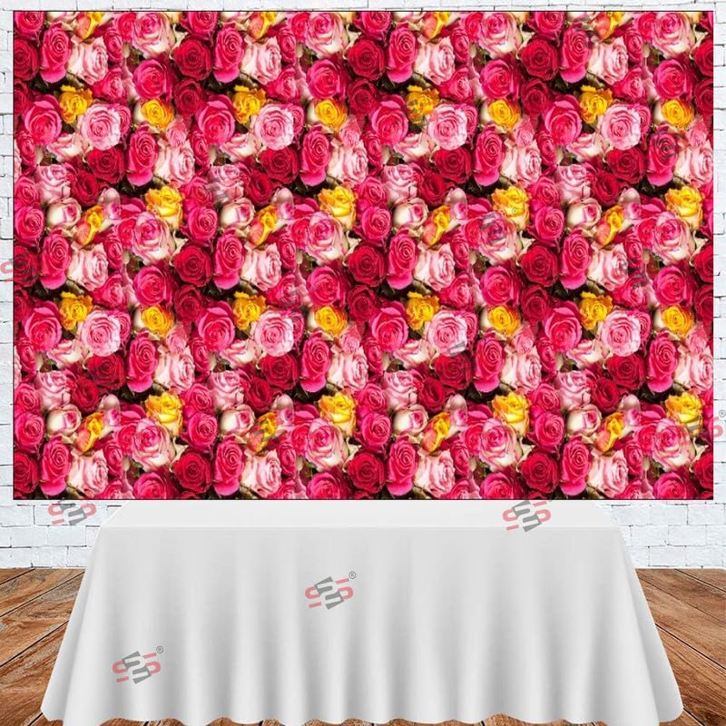 Image of S2S Rose Pry Backdrop Cloth for Pooja Decoration Traditional, Background Decoration Cloth | Curtain Cloth for All Festival, Functions & Ceremonies - (5 x 8 Feet) (Rose PRY)