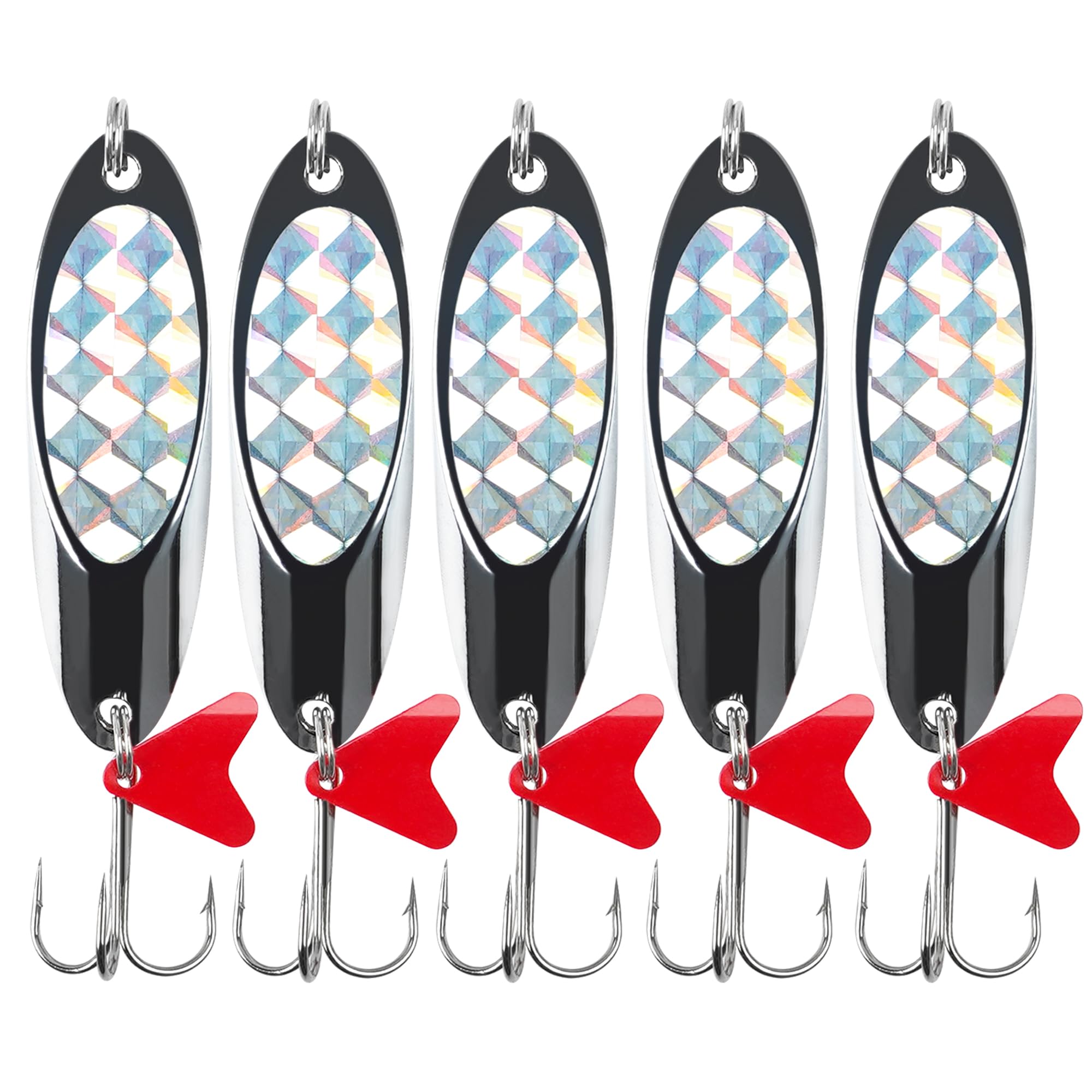 Angellöffel, Köder, Jiggen, Gießen, Forellenlöffel, Hartmetalllöffel, Angelköder mit Drillingshaken für Barsch, Forelle, Zander, Lachs, Salzwasser, Süßwasser