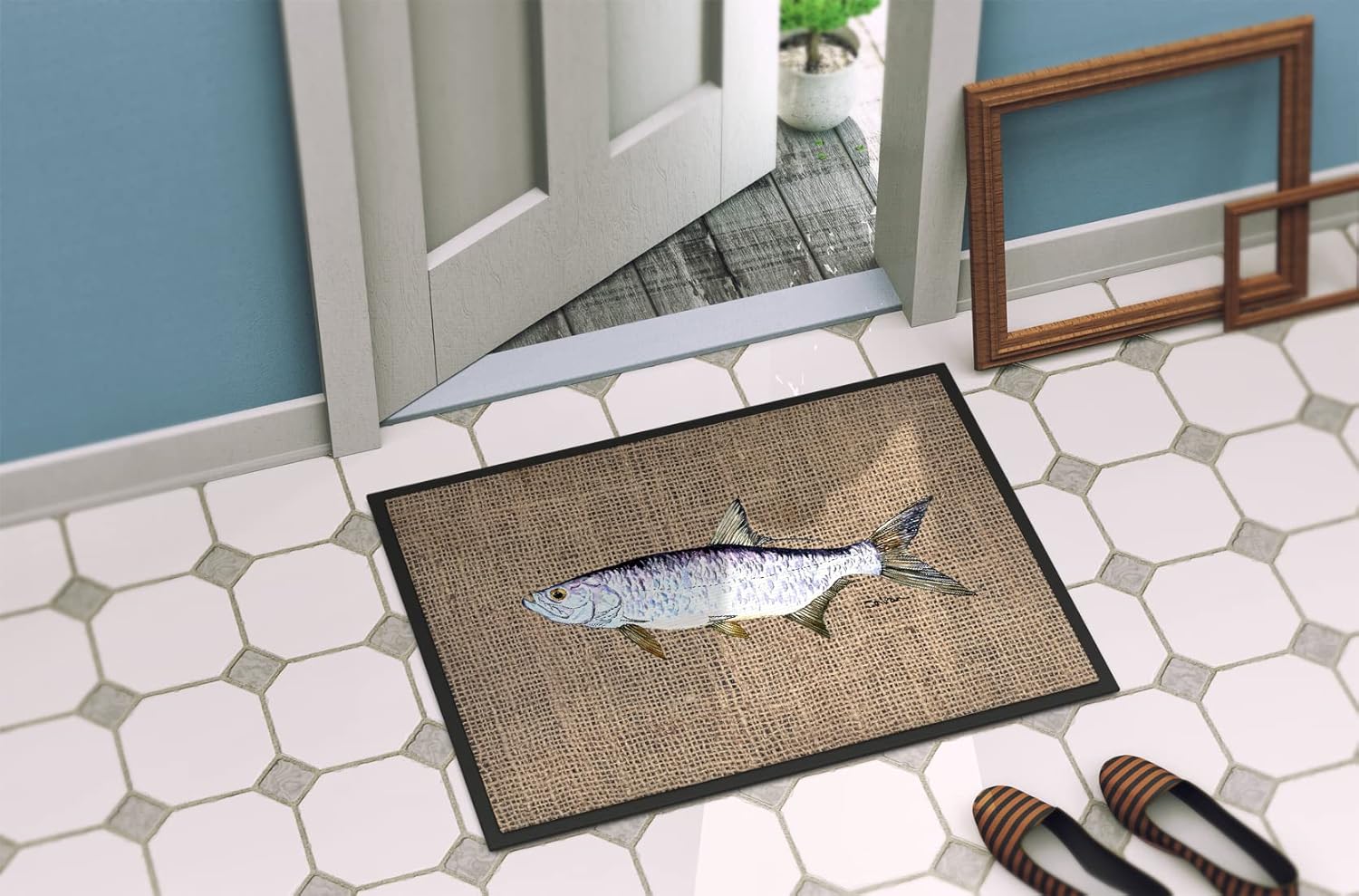Caroline's Treasures 8774MAT Tarpon Doormat 18x27 Front Door Mat Indoor Outdoor Rugs for Entryway, Non Slip Washable Low Pile, 18H X 27W