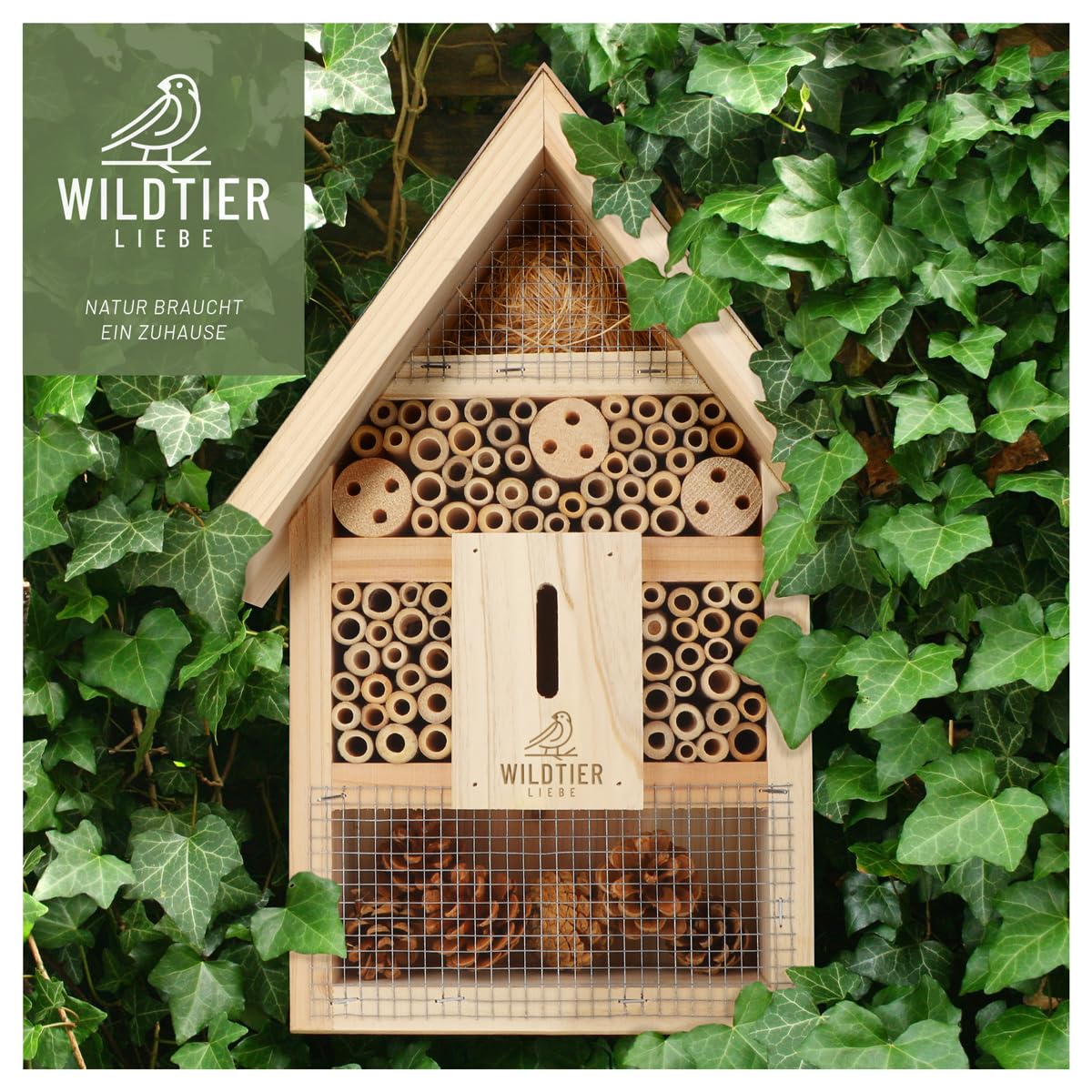 wildtier liebe Hotel para insectos grande, hotel de abejas sin tratar, incluye atrayente, madera maciza atornillada, casa para insectos para abejas, mariquitas y mariposas, hotel de abejas