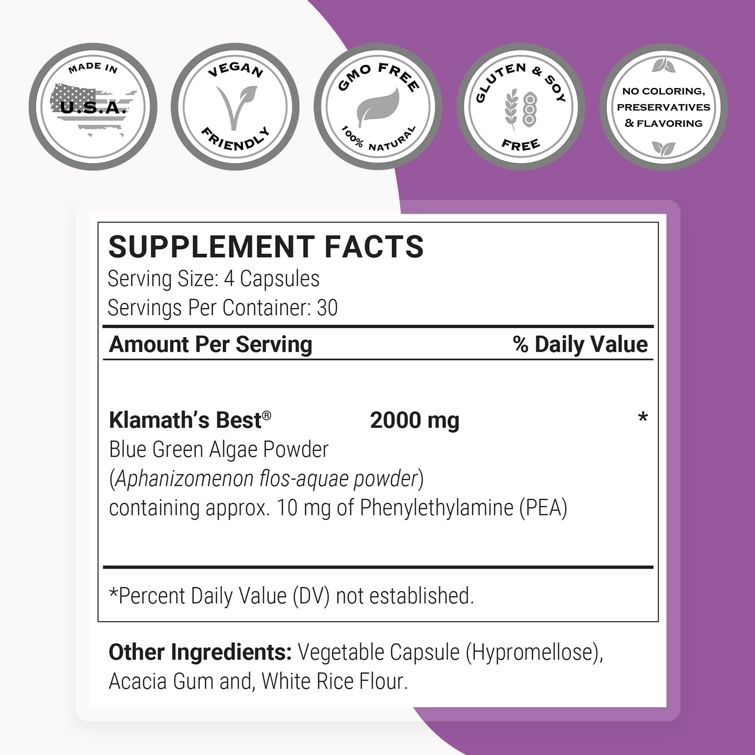 Klamath AFA - Alga Aphanizomenon Flos-Aquae - Vegano - SuperSmart | Contribuisce a promuovere effetti positivi sull'umore - Naturalmente ricco di proteine, vitamine e minerali
