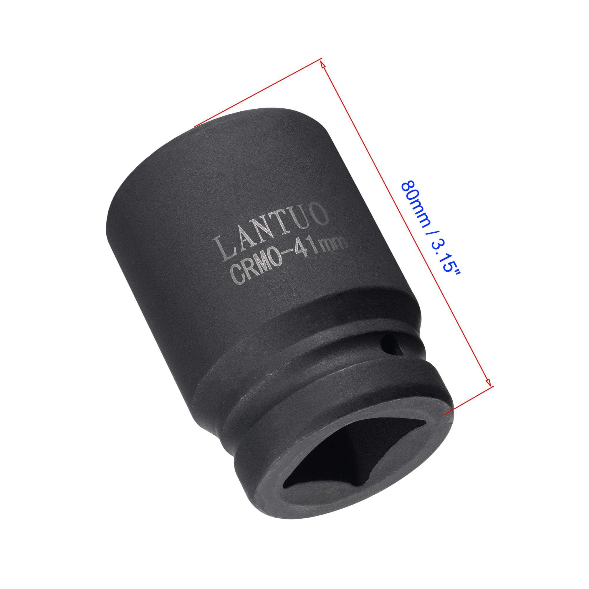 Unifizz 1 Inch Drive - 41mm Deep Impact Socket with 6 Point Design, Heat-Treated Cr-V Steel 80mm Length, Metric Sizes - Image 2