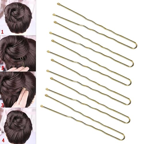 Miniatura 5 de 300 pasadores de pelo en forma de U con caja de agarre para el pelo de ballet para mujer, 2.4in, dorado