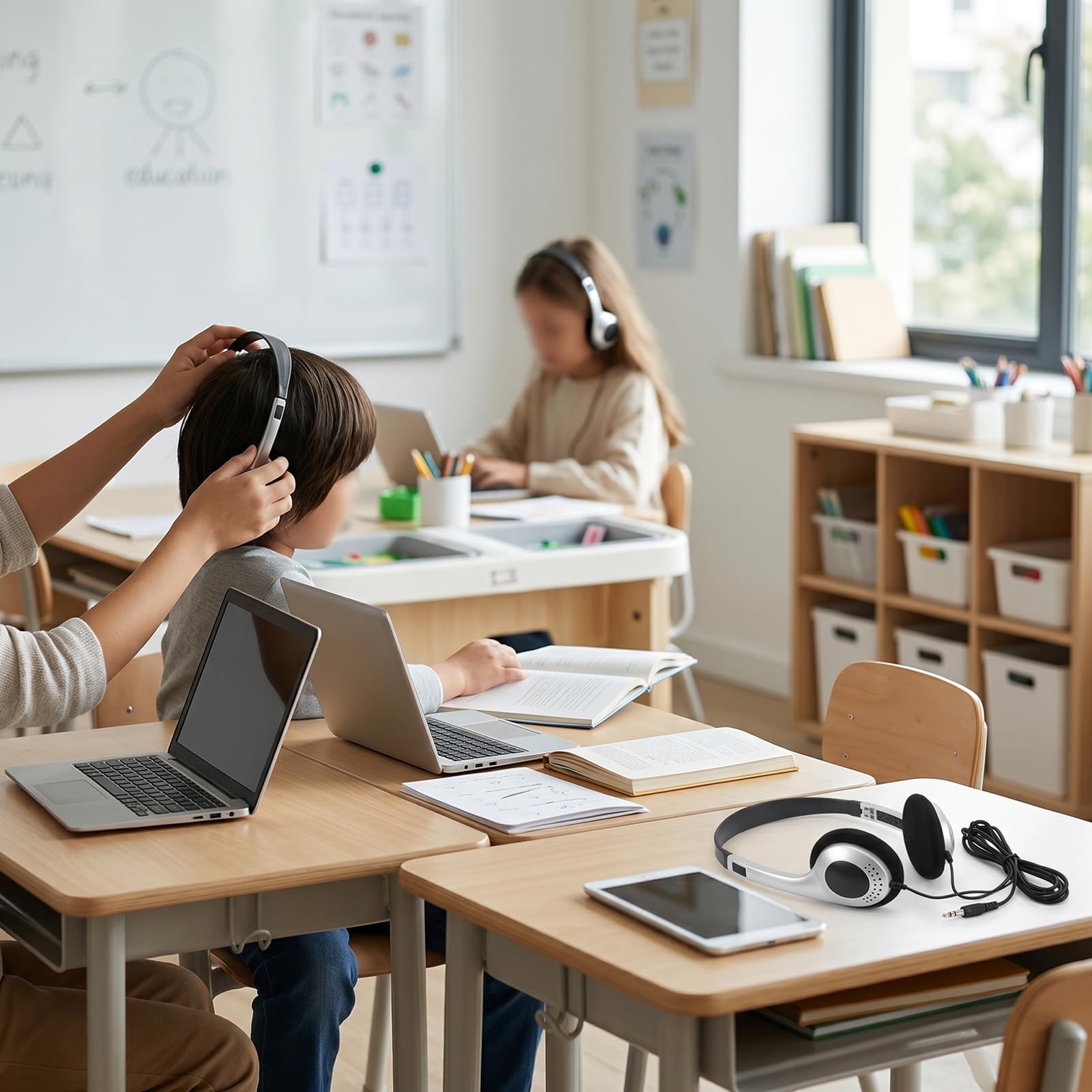 Karlak 10 Stück -Klassenzimmer-Kopfhörer, Langlebige Over-Ear-Kopfhörer mit Kabel für Schule und Reisen, Verstellbare Passform, 3,5-mm-Anschluss, Leichtes ABS
