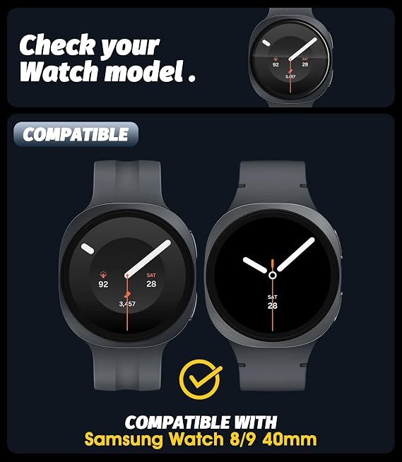 Orzero (3 Pack) Tempered Glass Watch Screen Protector Compatible for Samsung Galaxy Watch 8/9 40mm, Protector De Pantalla with Auto Alignment Tool 9 Hardness HD Anti-Scratch Bubble Free