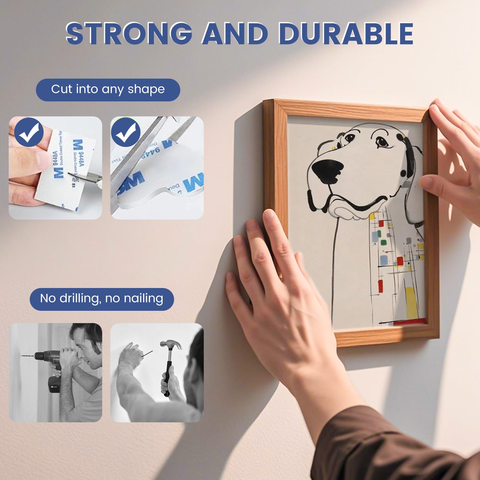 60 Pièces Adhésif Double Face Extra Fort Mousse - 30 X 50 Mm - Pour Bricolage, Fixation D'objets, Décoration - Adhésif Puissant Et Réutilisable