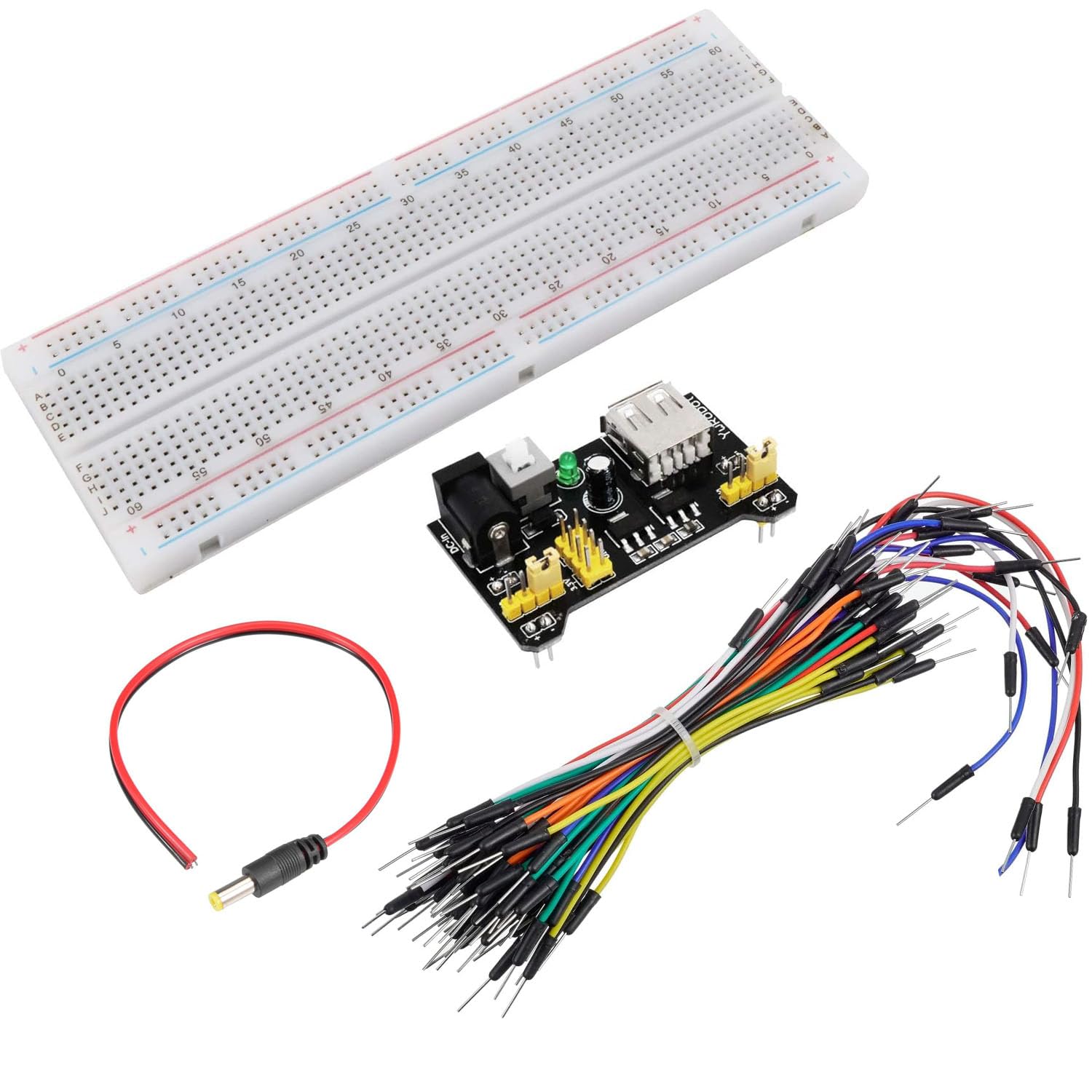 830 punti Breadboard,senza saldatura Breadboard Breadboard Kit con cavo jumper wire,adattatore di alimentazione,cavo DC,per test elettronici fai da te Mini Breadboard