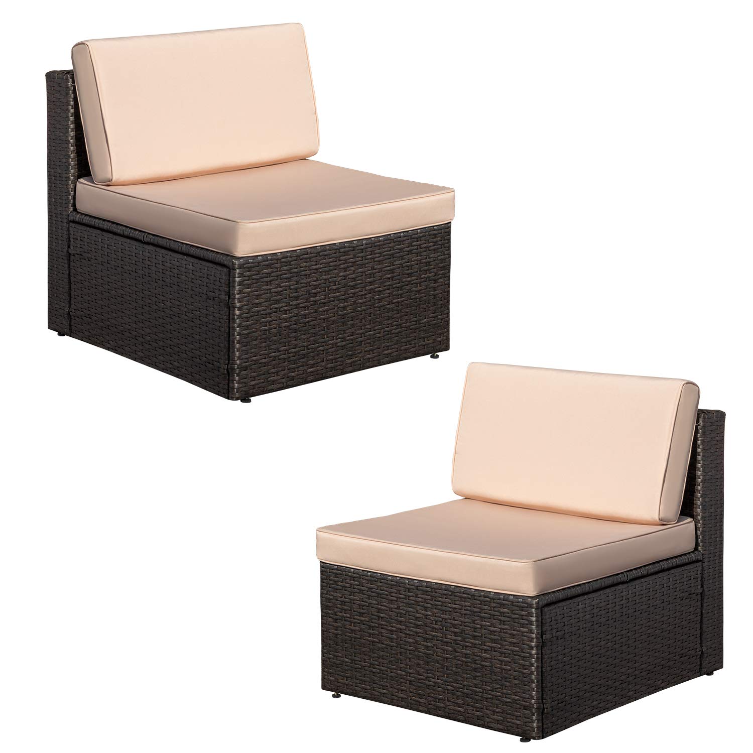 FurniwellPatio Outdoor Chair Conversation Sets(2 Armless Sofa)
