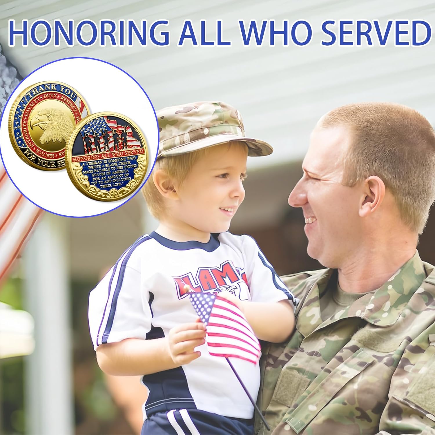 40PCS Military Commemorative Medallions Bulk Veteran Appreciation Set Double Sided Patriotic Keepsakes for Men and Women Veterans Day Christmas Gifts Challenge Tokens for Military Appreciation