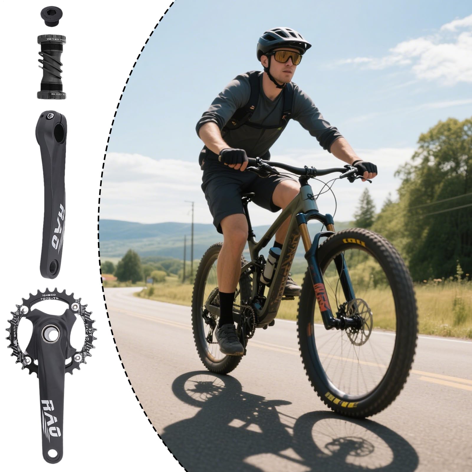 Pedivella per Bicicletta 170 mm Pedivella Cava Integrata Scatto Fisso | Per Ciclismo Montagna e Tragitto Città con Movimento Centrale Lega di Alluminio