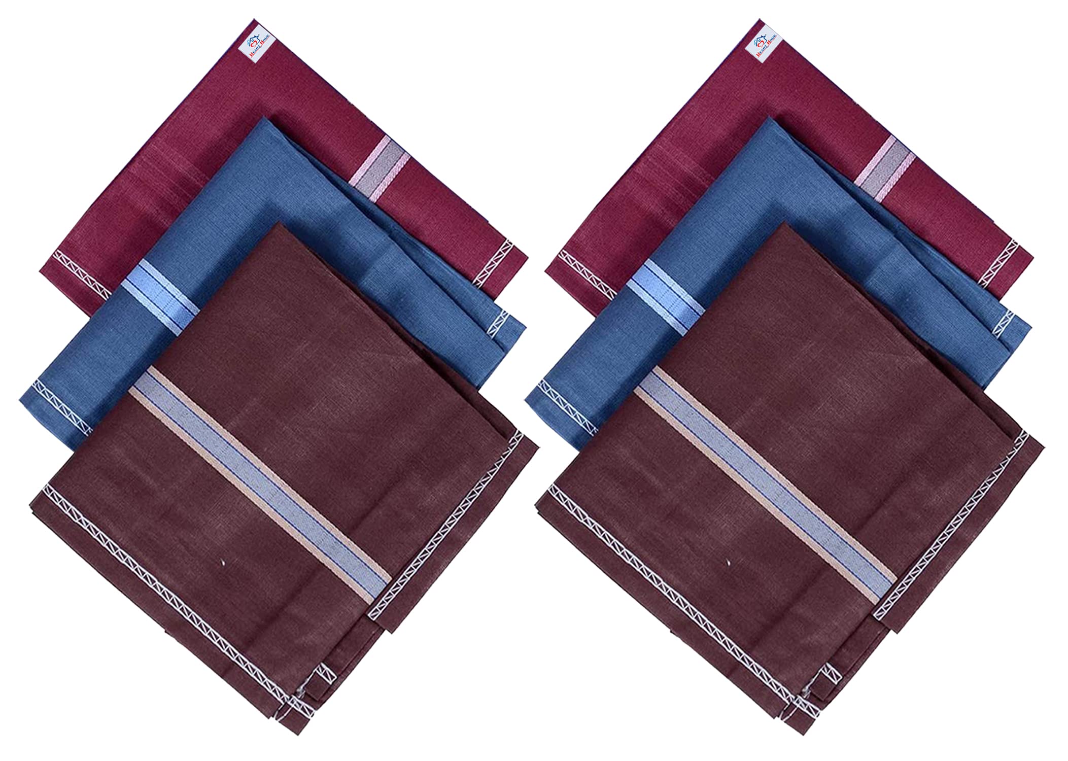 kuber industries Heart Home Men's Handkerchiefs, 100% Pure Cotton, Pocket Square Hankies, Classic Plaid Pattern Perfect for Gift, Set of 6 (Dark Color)-picture-16