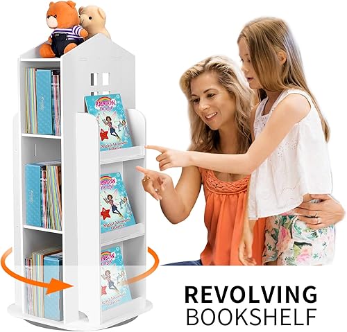Miniatura 4 de Estantería infantil HM&DX giratoria 360°, estante para libros, tebeos, estantería sencilla para libros, para el hogar, estanterías de libros