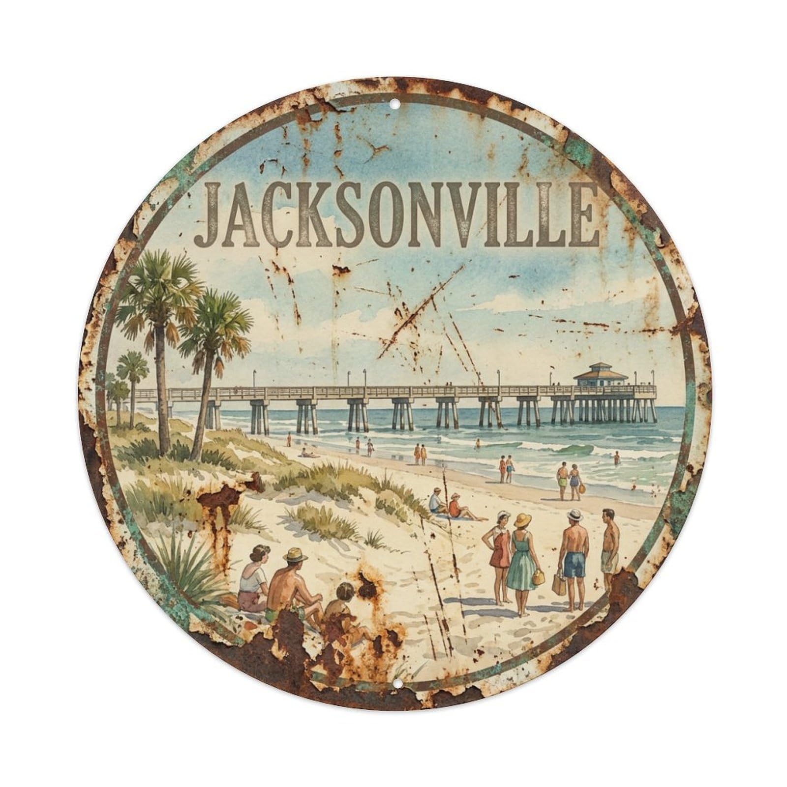 Tgrcjimh Style Metal Tin Sign Vintage Travel Usa Jacksonville