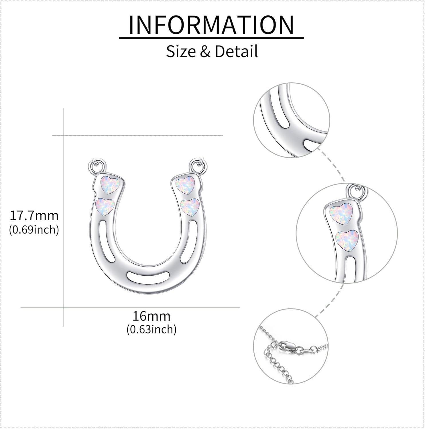 YAFEINI Horseshoe Necklace 925 Sterling Silver Opal Pendant Necklace Simple Lucky Jewelry Horseshoe Gifts for Women - Image 4