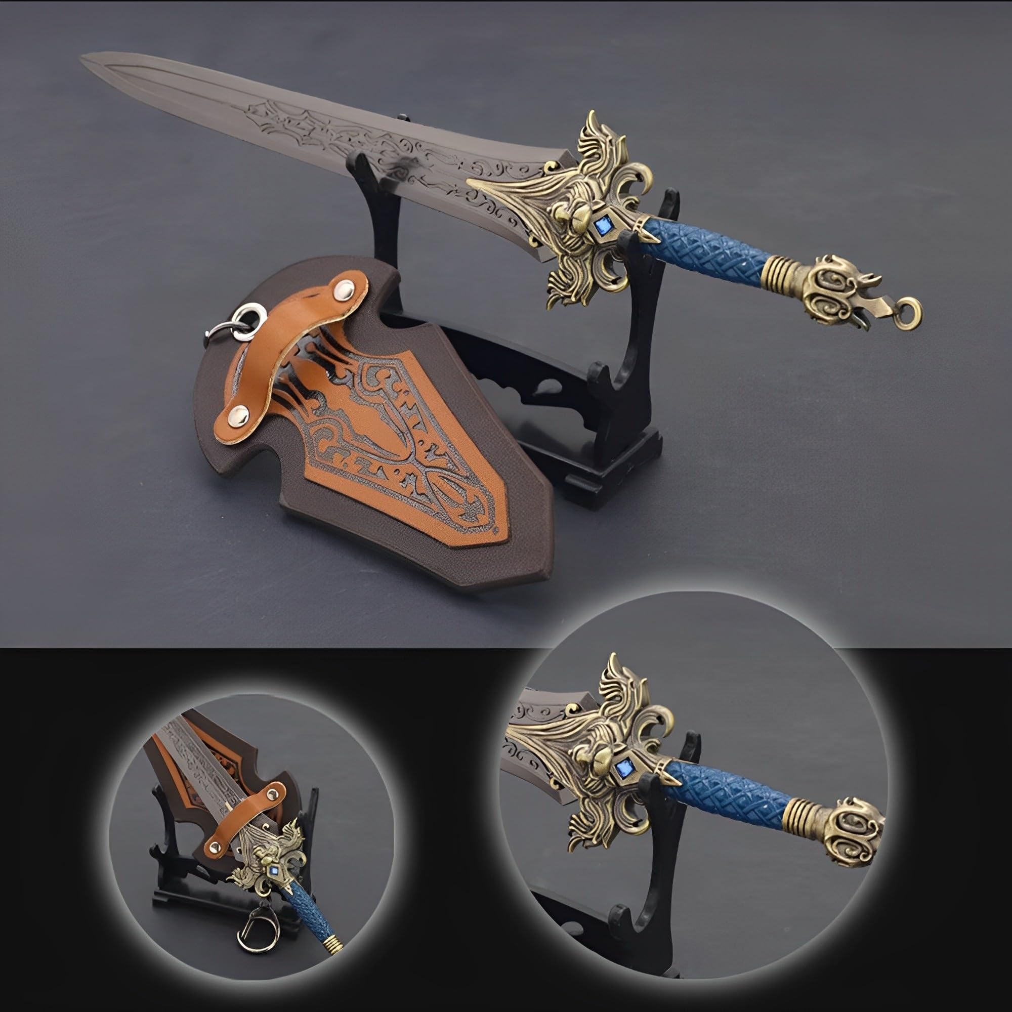 Figurine Anime, Modelli in Miniatura di Personaggi Giochi Fantasy con Supporti, Ashbringer, Frostmourne, Gorehowl