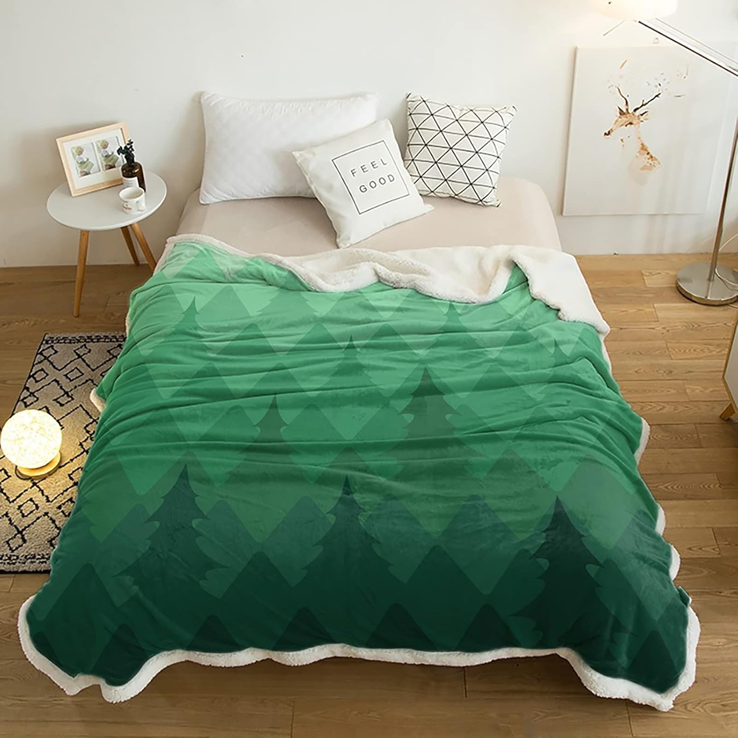 ERXPOOD Sherpa Fleece Throw Blanket Abstract Pine Tree