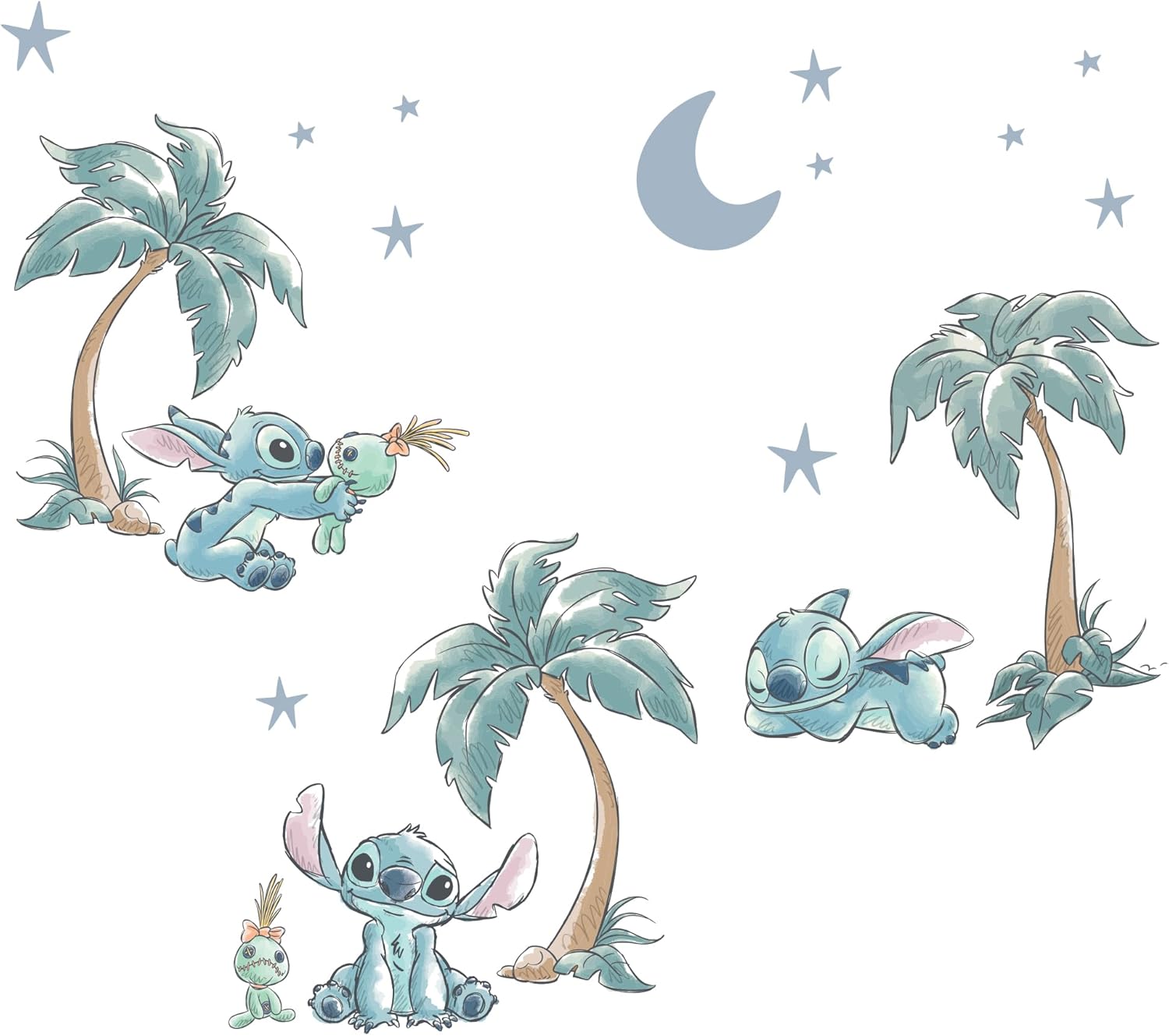 Bedtime Originals Disney Stitch Mural-Like Nursery Wall Decals/Stickers