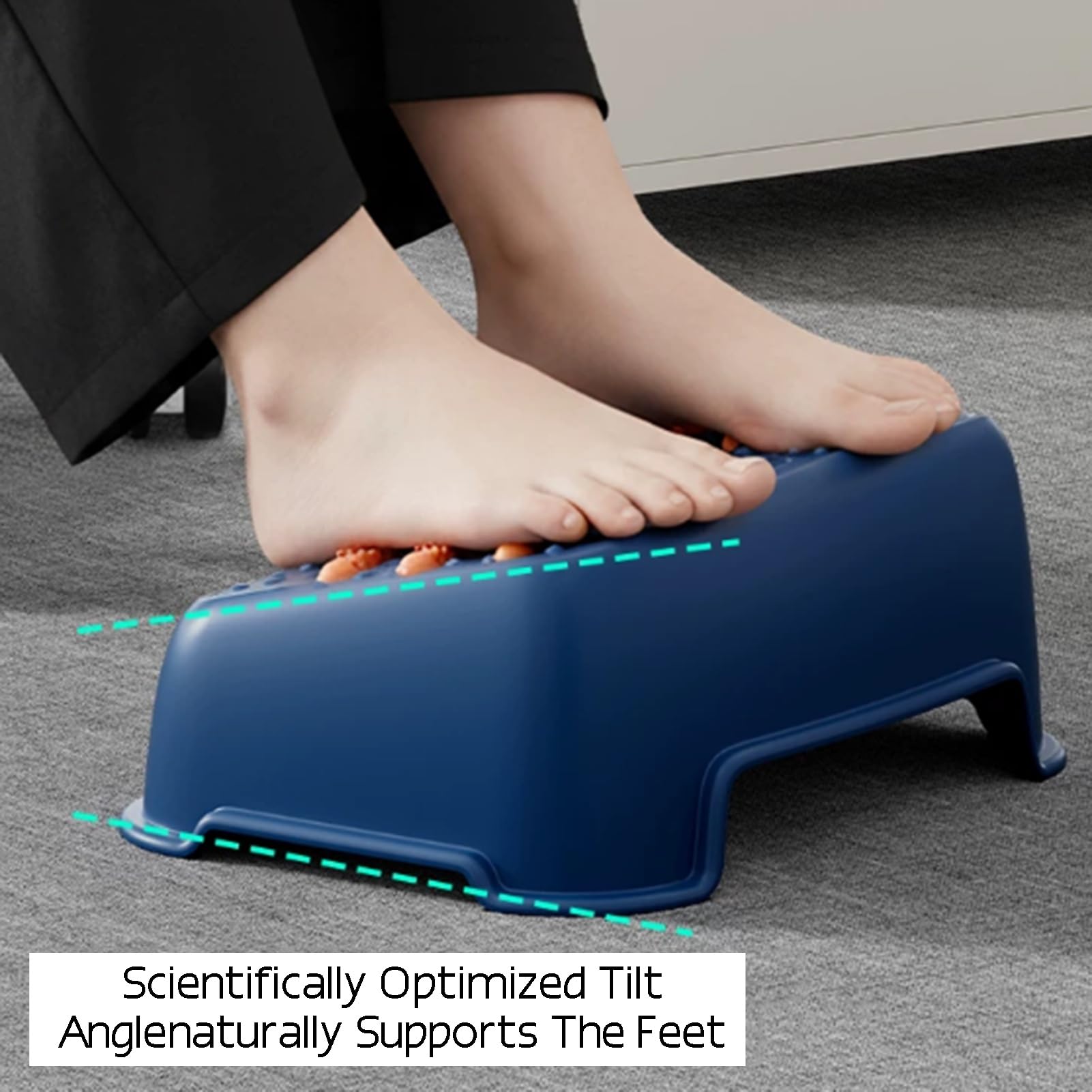 Ergonomischer Fußhocker Mit Massagerollen, Fußstütze For Unter Dem Schreibtisch Bei Der Arbeit, Bürotisch-Unterbeinstufe, Maximale Belastung 120 Kg For Bürostuhl-Gaming-Heim(Orange)