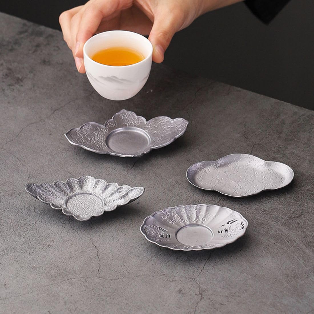 錫製茶托 5個　茶筒セット 錫製茶托 5個 茶筒セット Amazon | 茶器 錫製 茶托 茶道具 煎茶道具 5