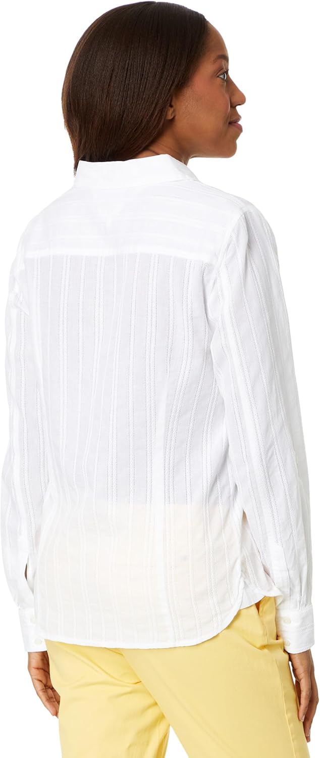 Tommy Hilfiger Womens Plaid Lurex Button Up Shirt - Image 2