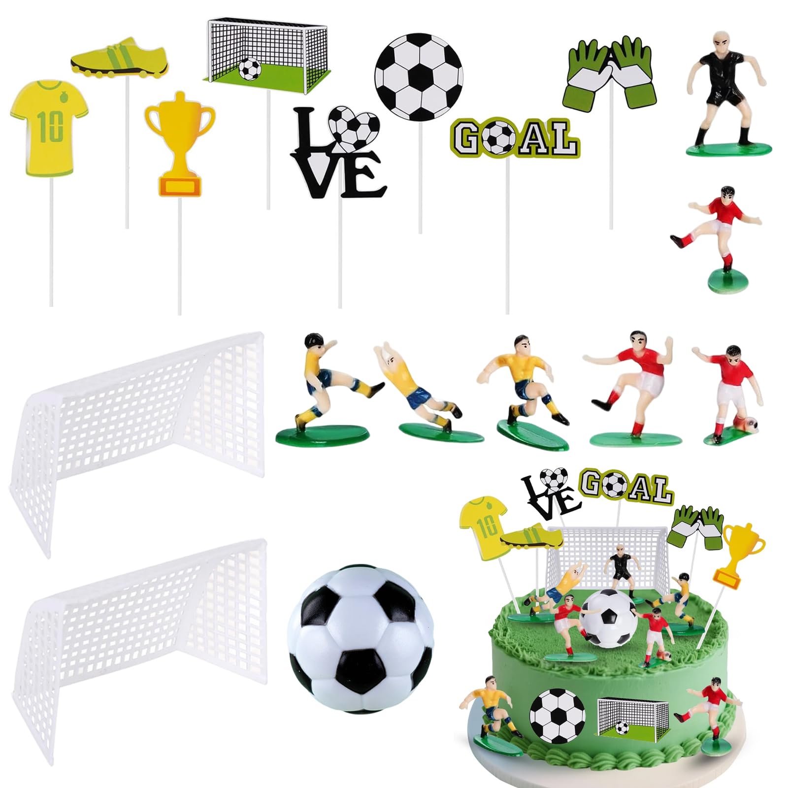 TENGWA 18 PCS Football Cake Decorations Small Gifts Football Cake Toppers for Boys Soccer Figurines Soccer Cupcake Picks Birthday Parties Children — image 1