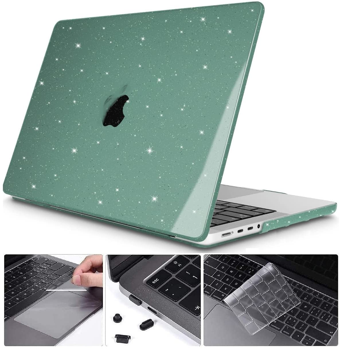 SwooK Case for M2 MacBook Pro 13 inch with/Without Touch Bar Plastic Hard Shell Case Cover with Keyboad Dustplugs TrackPad (Sparkly Matcha) (B0BL838CJT) Amazon Price History, Amazon Price Tracker
