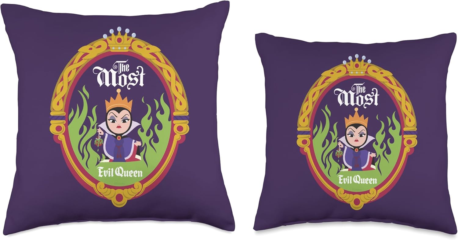 Disney Villains Kawaii The Most Evil Queen Chibi Purple Throw Pillow