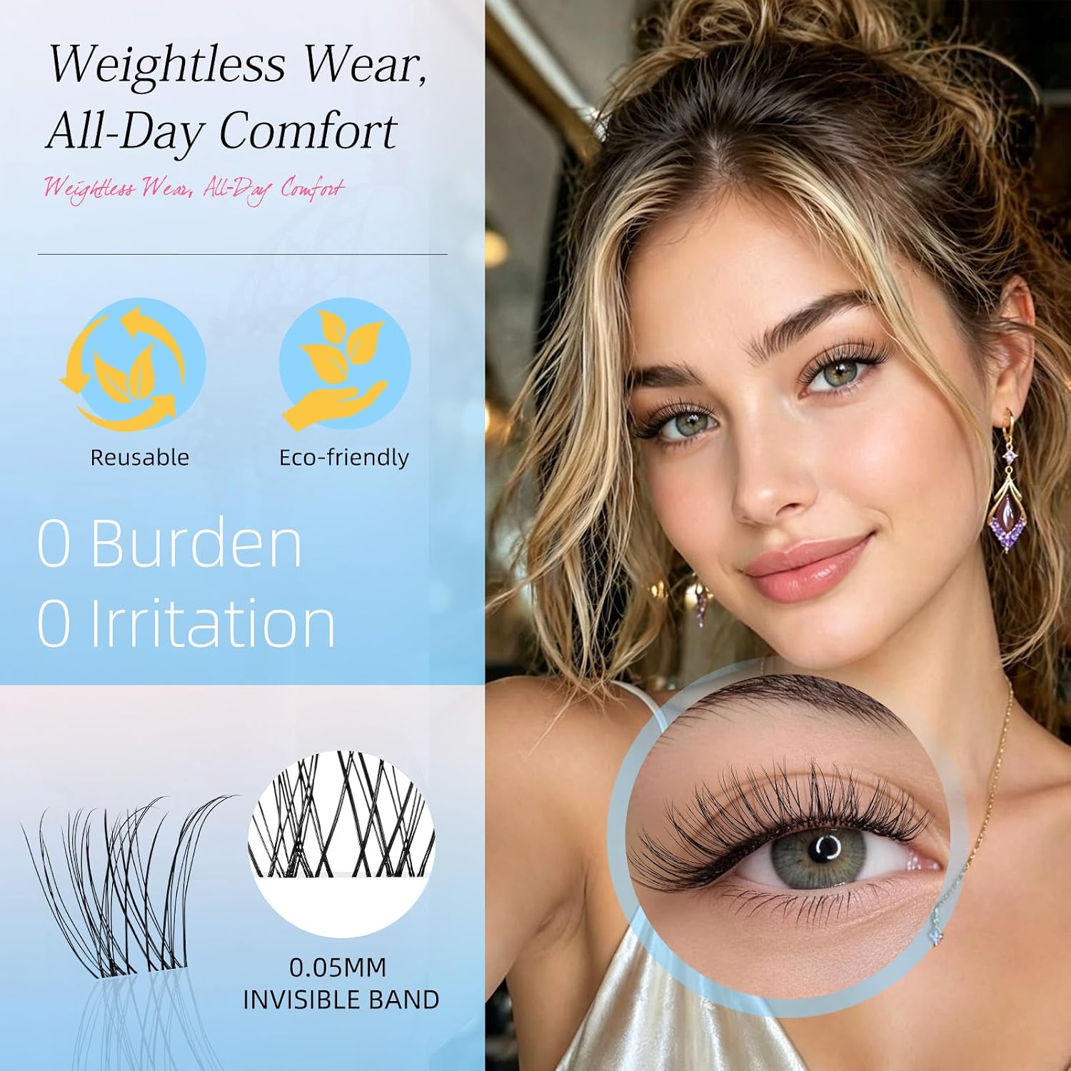QUEWEL Natural Lash Clusters Kit Soft Wispy Lash clusters Invisible Band Lightweight C Curl 120Pcs Eyelash Extension Kit with Eyelash Clusters Bond and Seal Tweezers for Daily Wear (Venus)