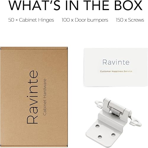 Miniatura 7 de Ravinte 50 paquetes (25 pares) de 38 pulgadas, bisagras de cierre automático para cocina, baño, muebles, armarios y puertas, accesorios decorativos