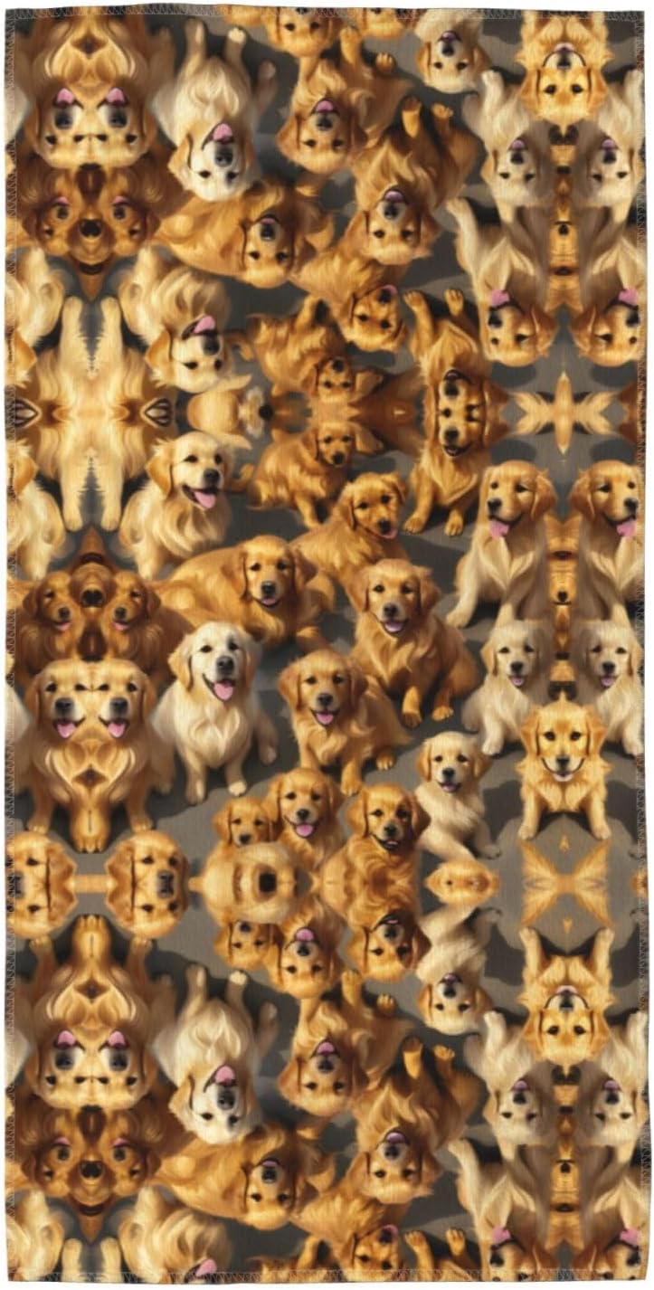 Golden Retrievers Print Hand Towels for Kitchen, Decorative Bathroom Towels Decor Farmhouse Cute for Men Women Gifts