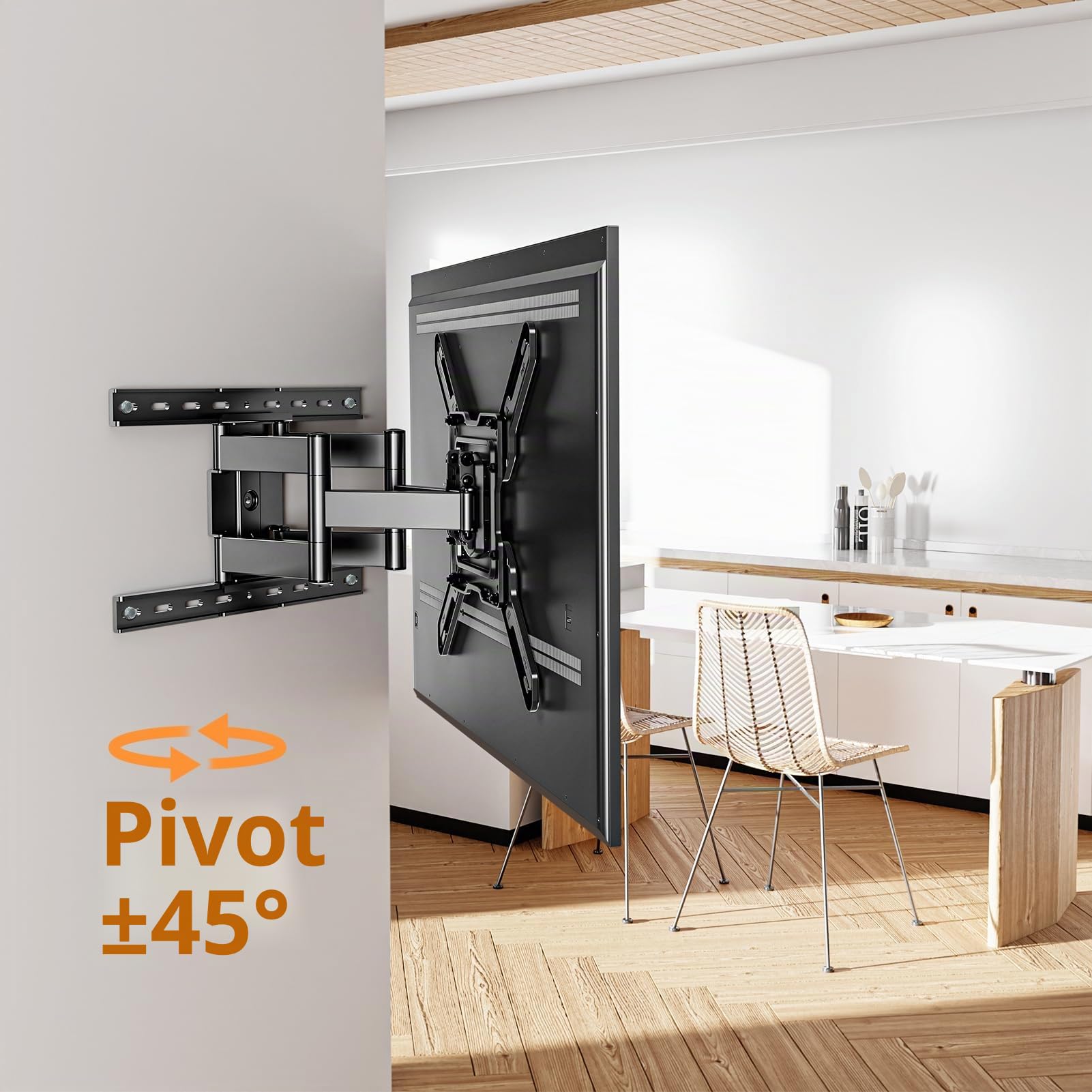 ELIVED Support mural ultra fin pour TV pour la plupart des téléviseurs de 26 à 60 pouces, support mural TV à profil bas, support mural à mouvement complet pivotant et inclinable, VESA max 400x400mm