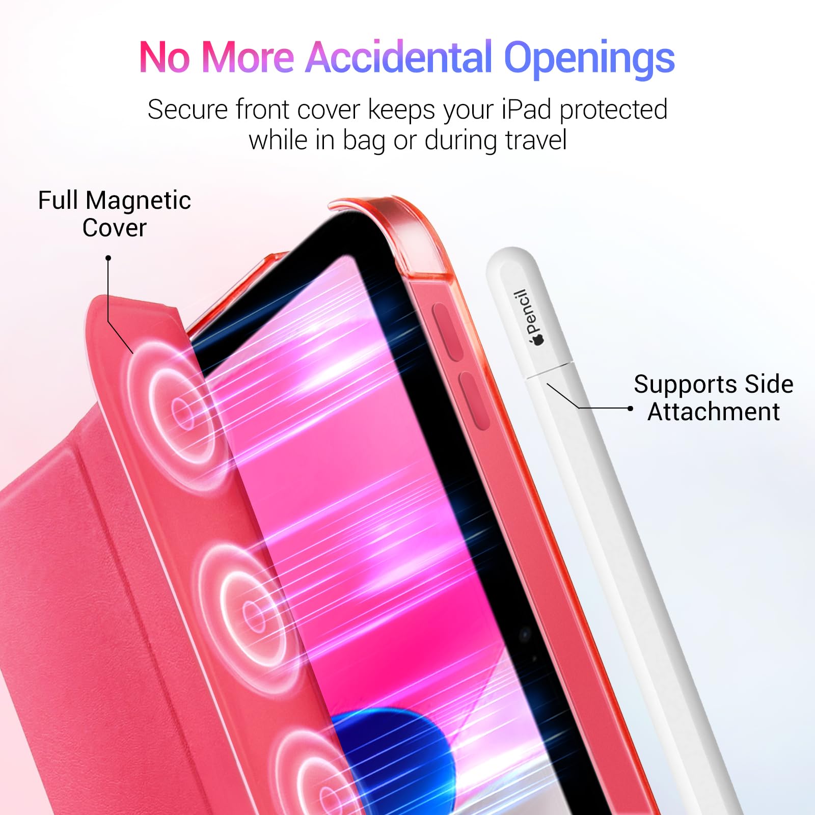 CoBak Funda para iPad A16 11.ª Gen 11" 2025 & iPad 10.ª Gen 10,9" 2022: Funda Fina con Parte Trasera rígida Transparente, Compatible con Touch ID, Fucsia — view 5