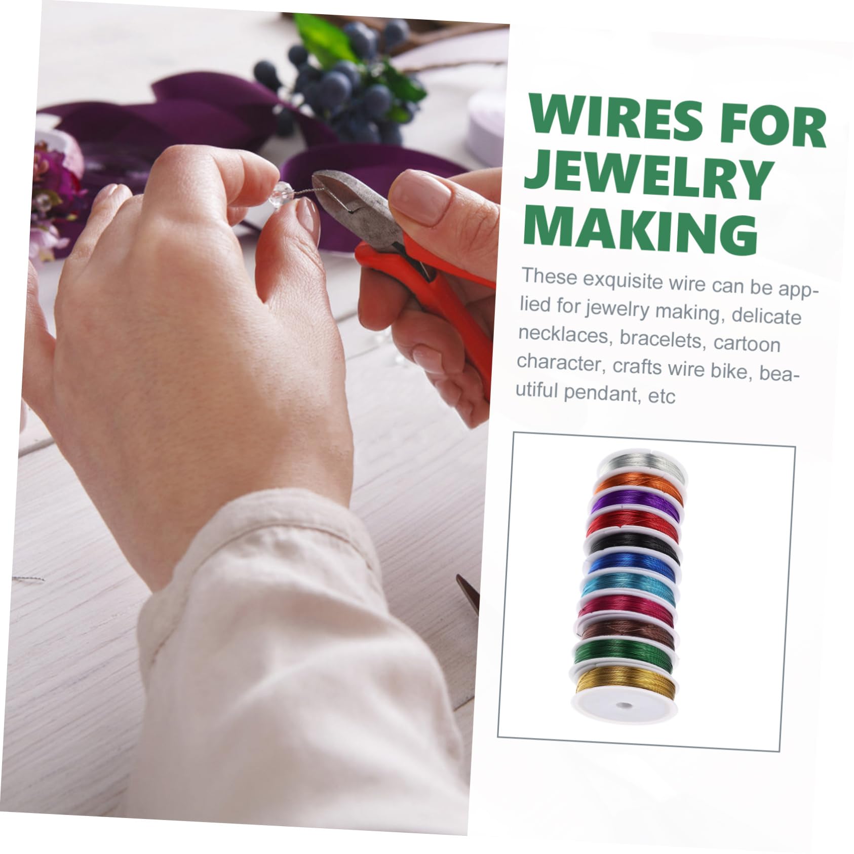SHINEOFI Alambre de Colores Galvanizado para Bisutería y Manualidades, 11 Rollos, Ligero y Resistente, Adecuado para Proyectos de Bricolaje y Joyería