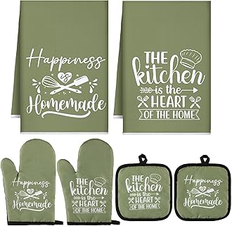 Kitchen Towels Pot Holders Oven Mitts Set