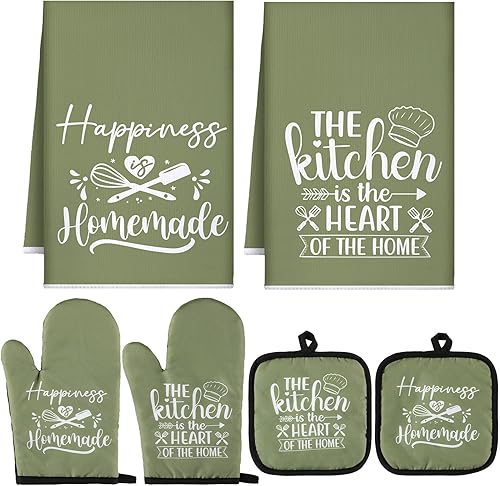 Miniatura 24 de Sratte Juego de 6 accesorios de decoración de cocina, toallas de granja, soportes para ollas, juego de 2 paños de cocina, 2 agarraderas, 2 manoplas