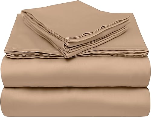 Fundas de almohada clásicas de lujo  Fundas de almohada Tan King  100% algodón Pima satén de Estados Unidos  Ultra suave y sedoso, almohada de felpa