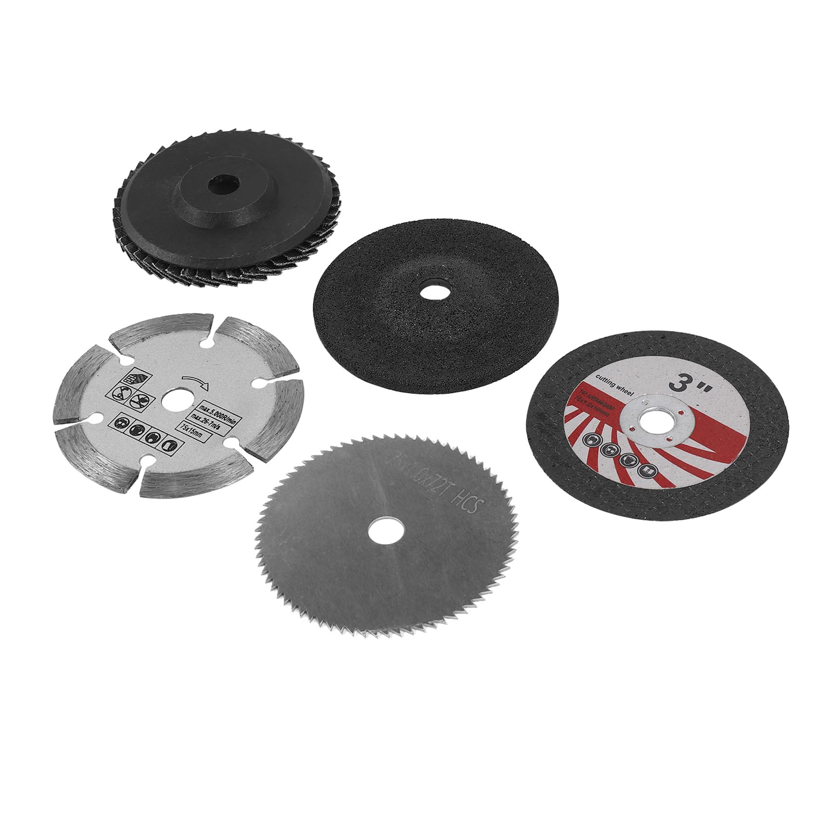rirue 5Pcs 75mm Cutting Disc for 10mm Bore Angle Grinder Metal Circular Saw Blade Flat Flap Grinding Wheel Milling Tool