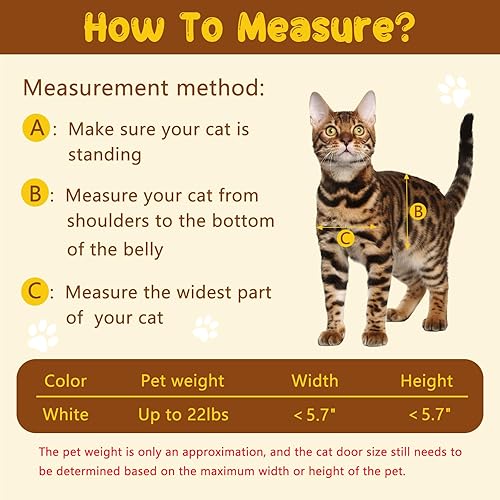 Miniatura 5 de Puerta para gatos con cerradura de 4 vías, puertas para gatos para puerta interior exterior, puerta magnética resistente a la intemperie para gatos