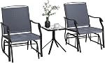 Outsunny 3 Set Patio avec siège en mesh respirant, coulissants extérieurs et table de dessus en verre pour porche, jardin, cour de campagne, blanc crème