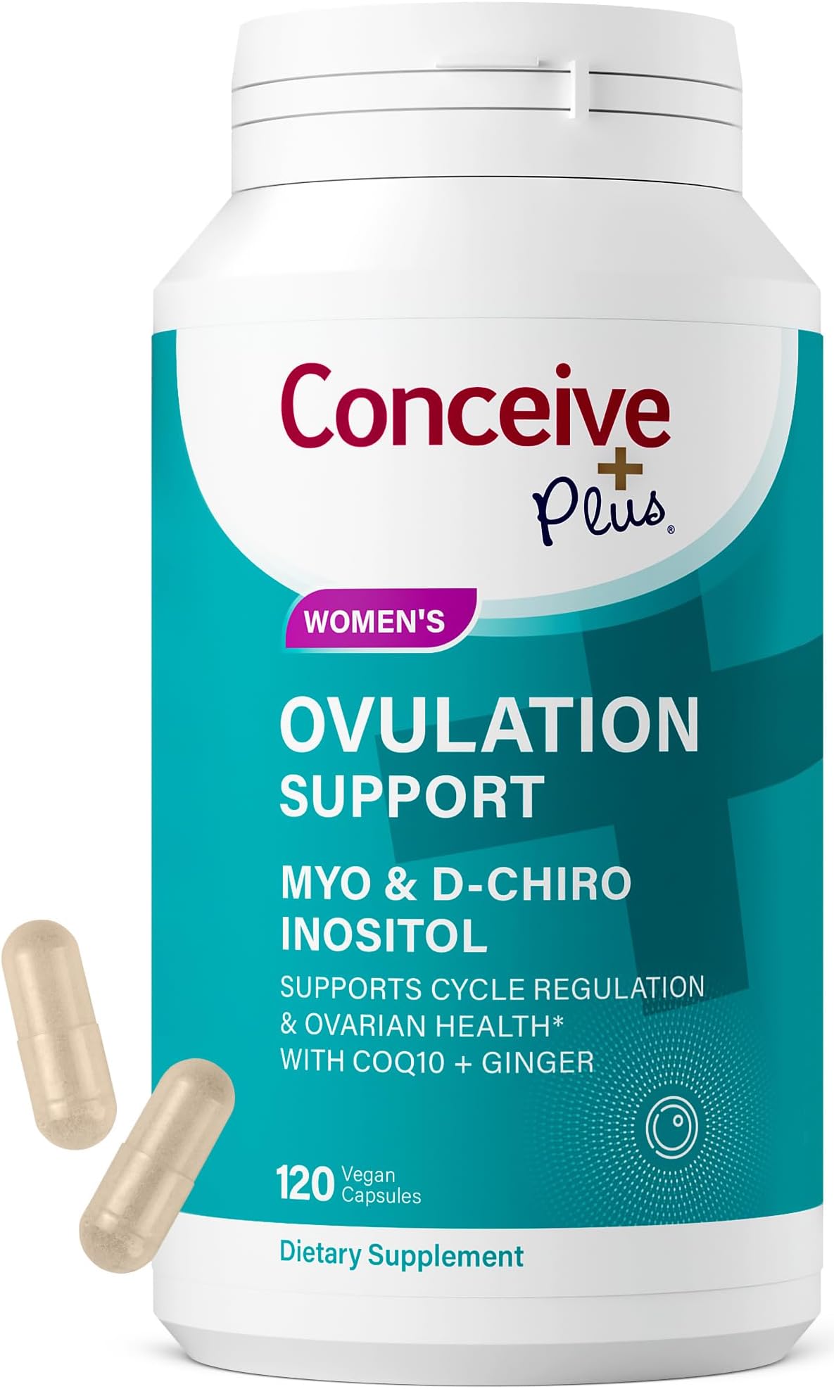 CONCEIVE PLUS Ovulation Support | Myo-Inositol & D-Chiro Inositol for Women Fertility | PCOS Supplements for Reproductive Health Hormone Balance for Women | COQ10, Folic Acid, Ginger | 30 Day Supply