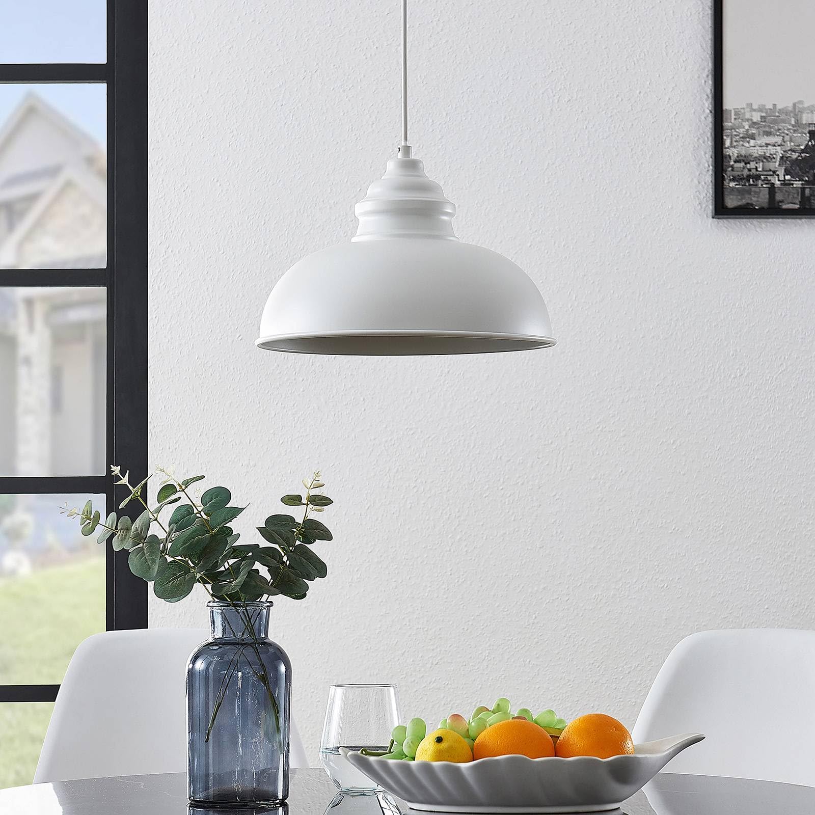 Lucande Pendelleuchte Naoh In Weiß – Moderne Hängeleuchte Mit E27 Fassung, 30 Cm Hoch