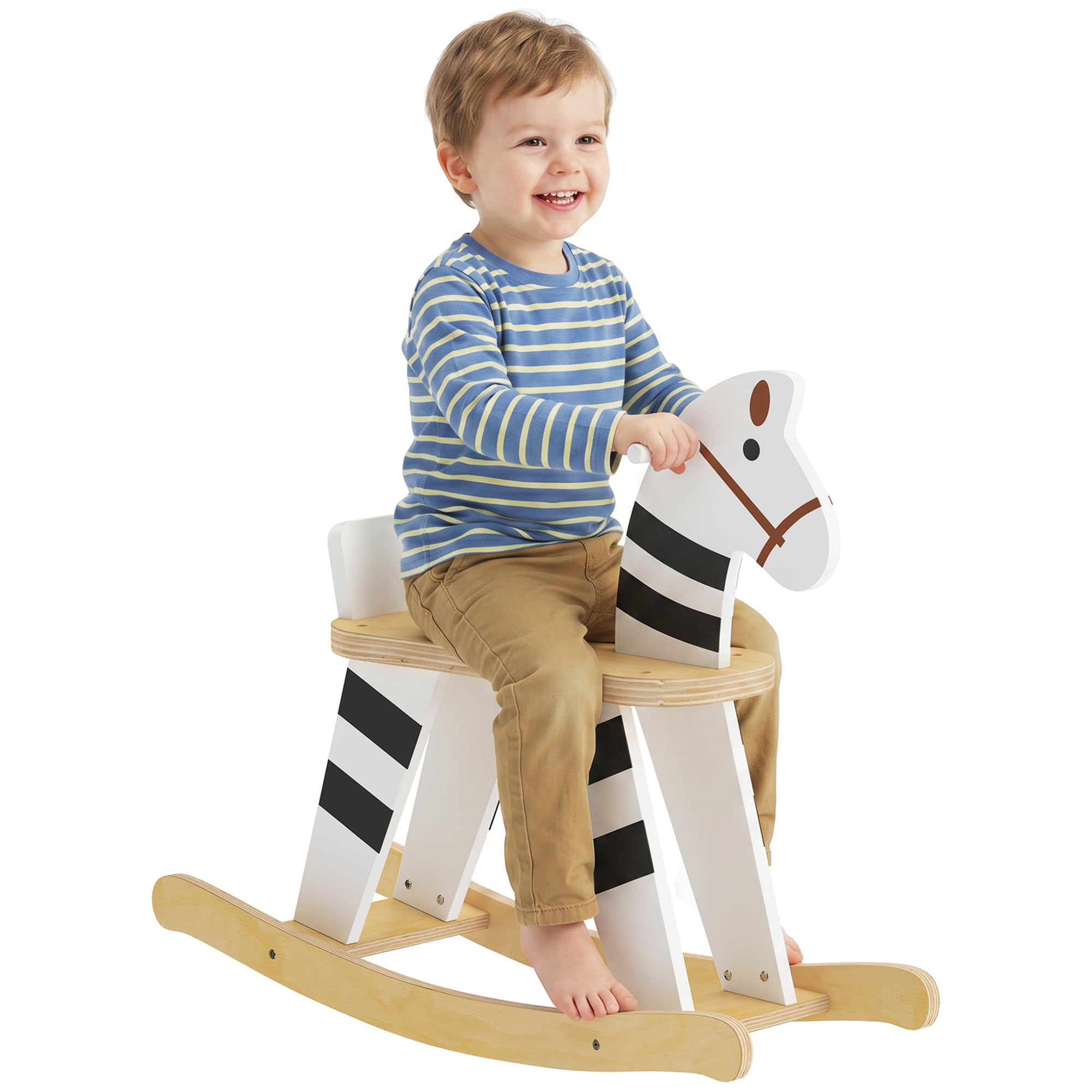 AIYAPLAY Cavallo a Dondolo per Bambini 1.5-3 Anni 68x26x53 cm Multicolore