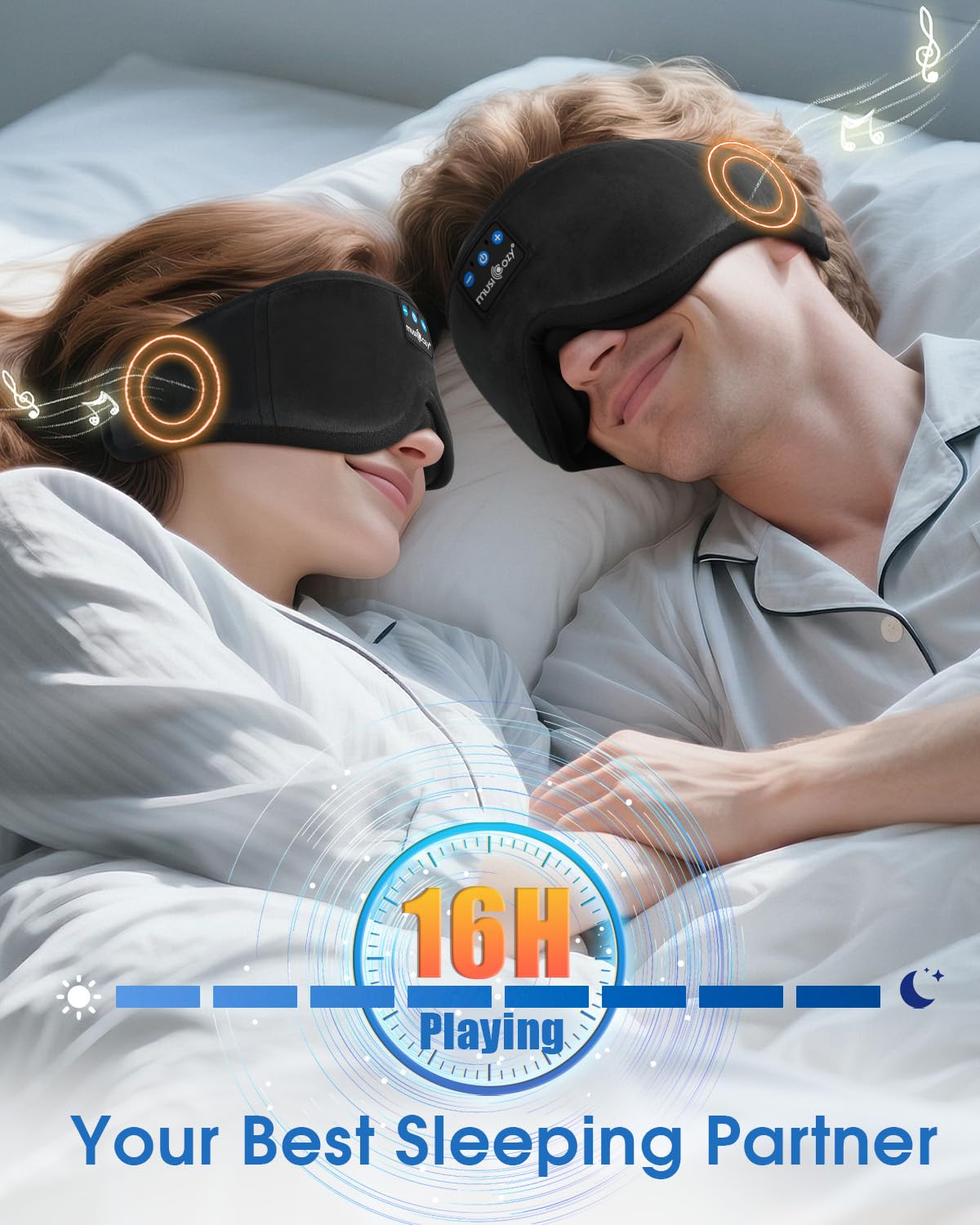MUSICOZY schlafkopfhörer,100% Verdunkelung 3D Schlafmaske mit Kopfhörer zum schlafen,Weich schlaf kopfhörer mit Bluetooth V5.4 & 16 Stunden Spielzeit für Reisen/Nickerchen/Yoga/Meditation