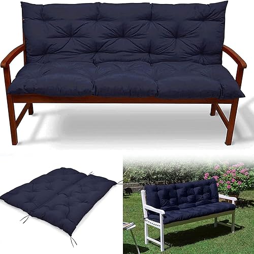 Miniatura 2 de Cojín impermeable para columpio, cojines suaves para banco de jardín con respaldo y lazos, almohadillas antideslizantes para banco, porche, patio,