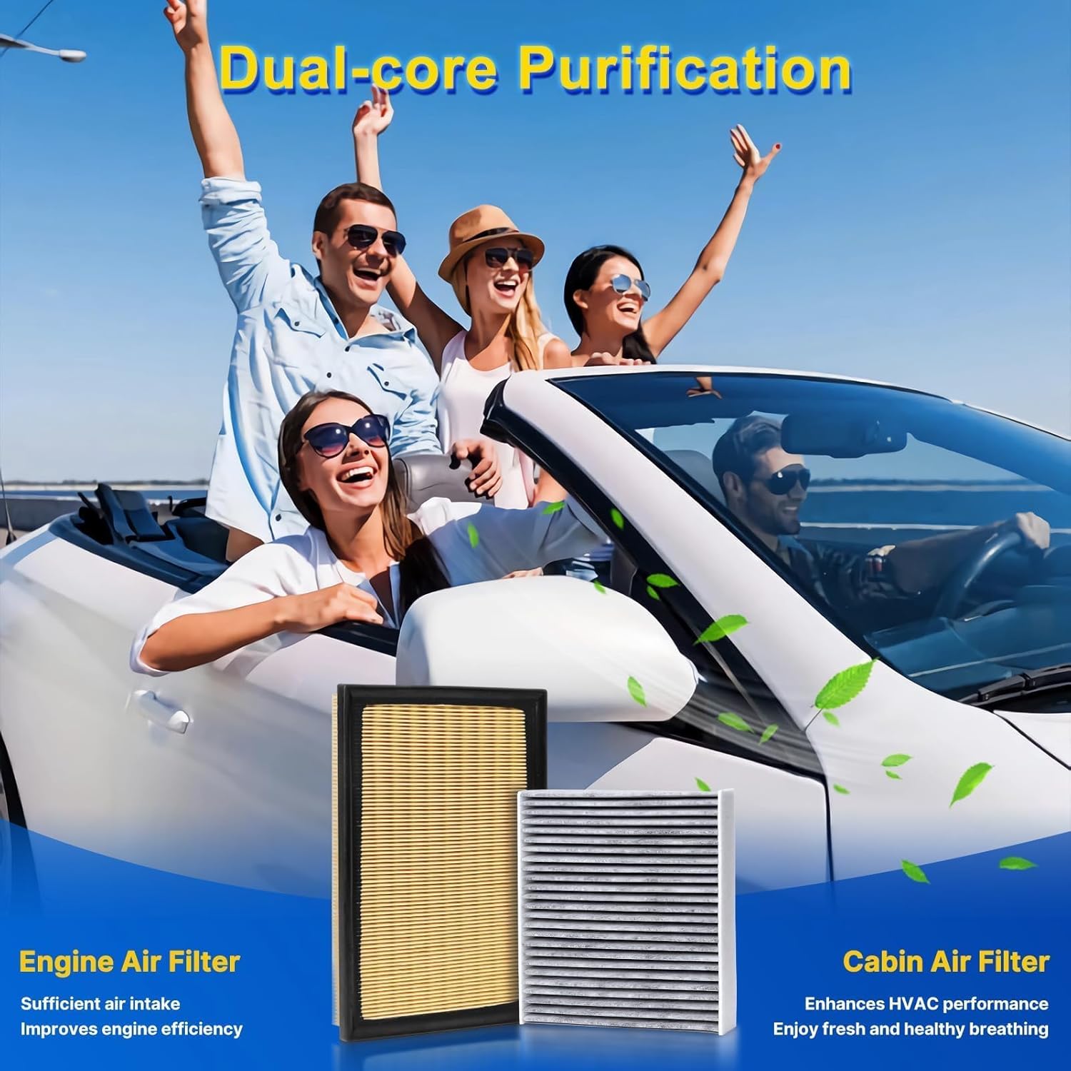 Cabin & Engine Air Filter Kit for 2008-2016 LS600h 5.0L(Hybrid)