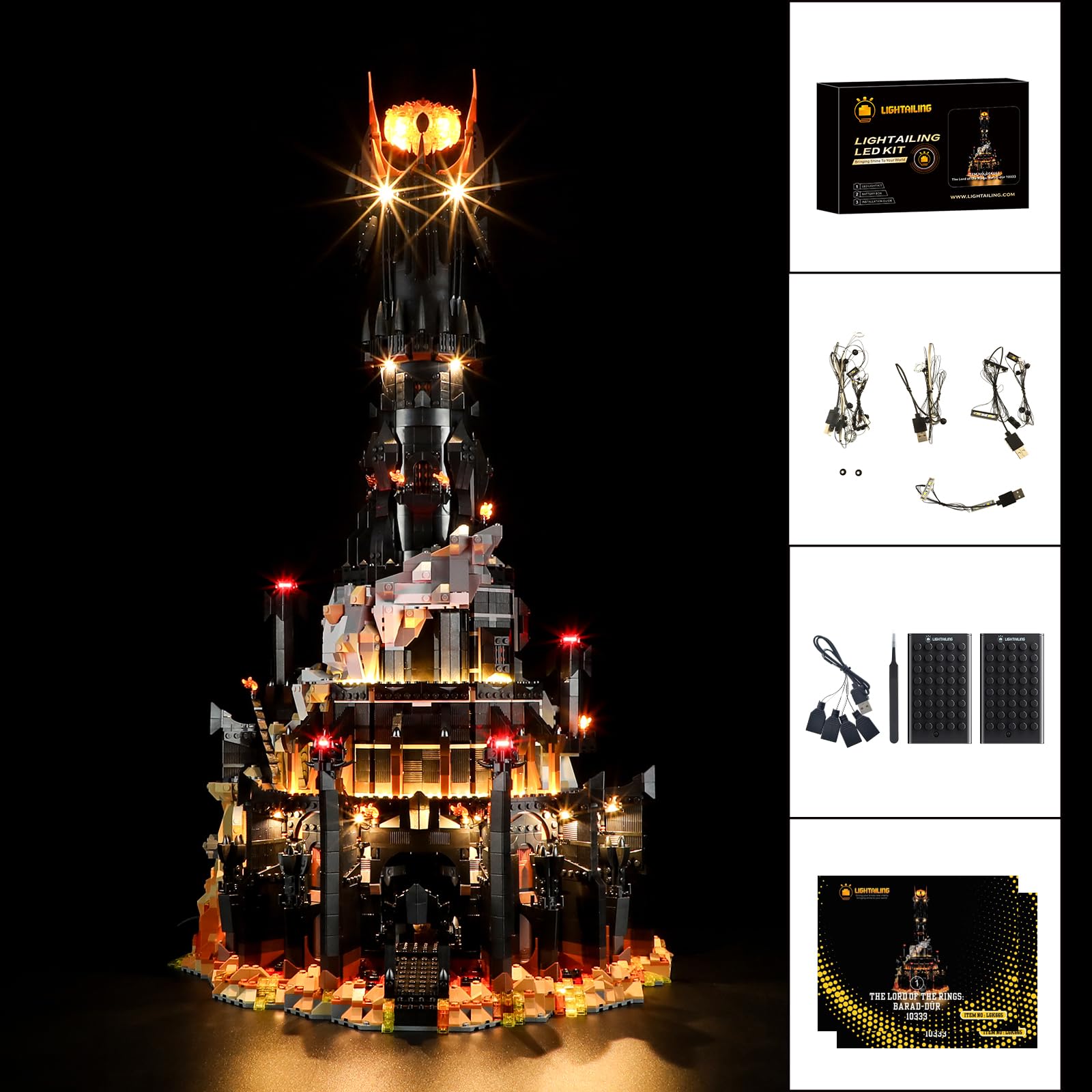LIGHTAILING Licht-Set Für Lego-10333 Der Herr der Ringe: Barad-dûr - Led-Beleuchtungsset Kompatibel Mit Lego Bausteinen Modell - Modell Set Nicht Enthalten
