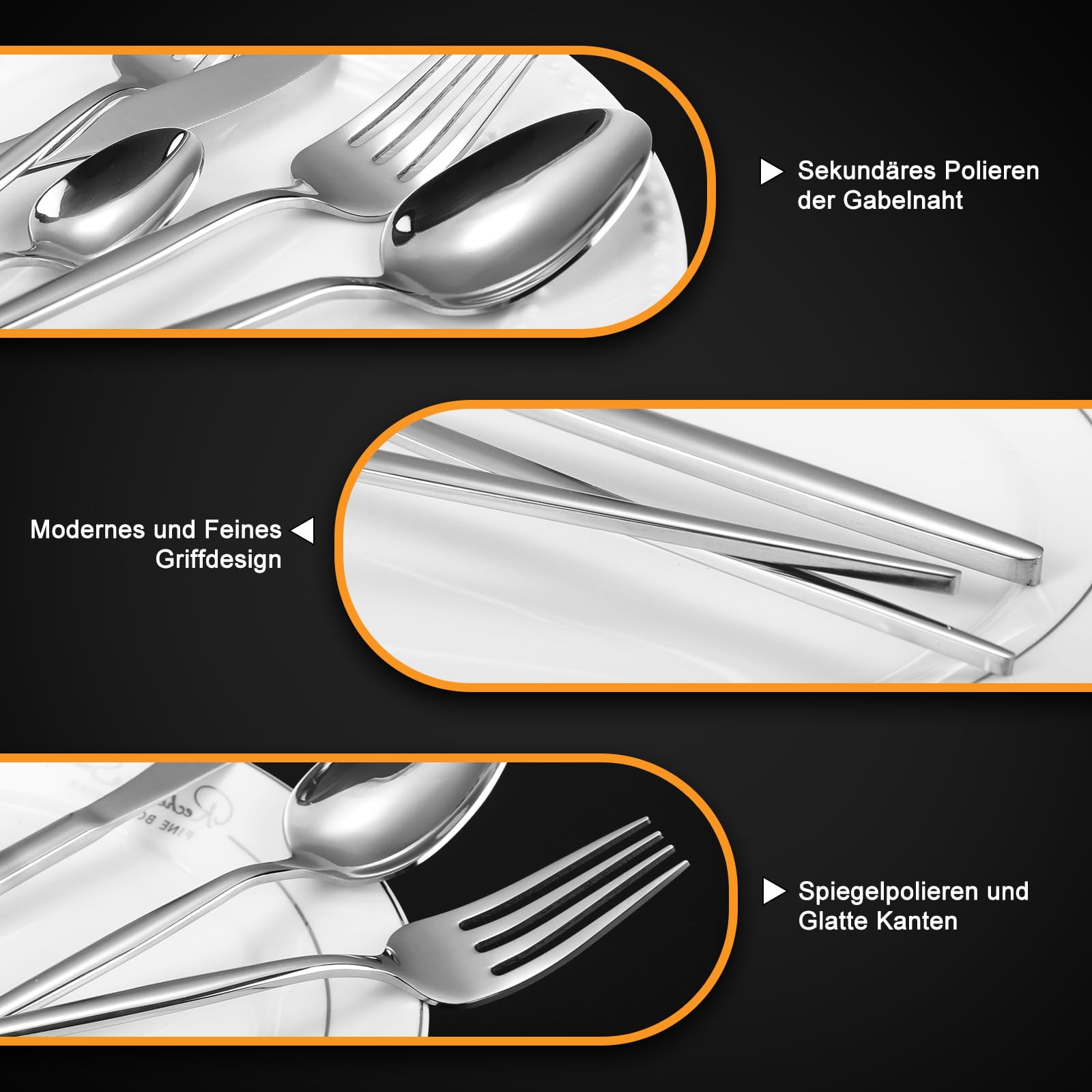 Besteck Set 12 Personen,Targzier 60 teilig Edelstahl Bestecksets,Essbesteck Set mit Messer Gabel Löffel,Edelstahl Essbesteck für Küche/Party/Restaurant,Glänzend Besteckset&Spülmaschinenfest